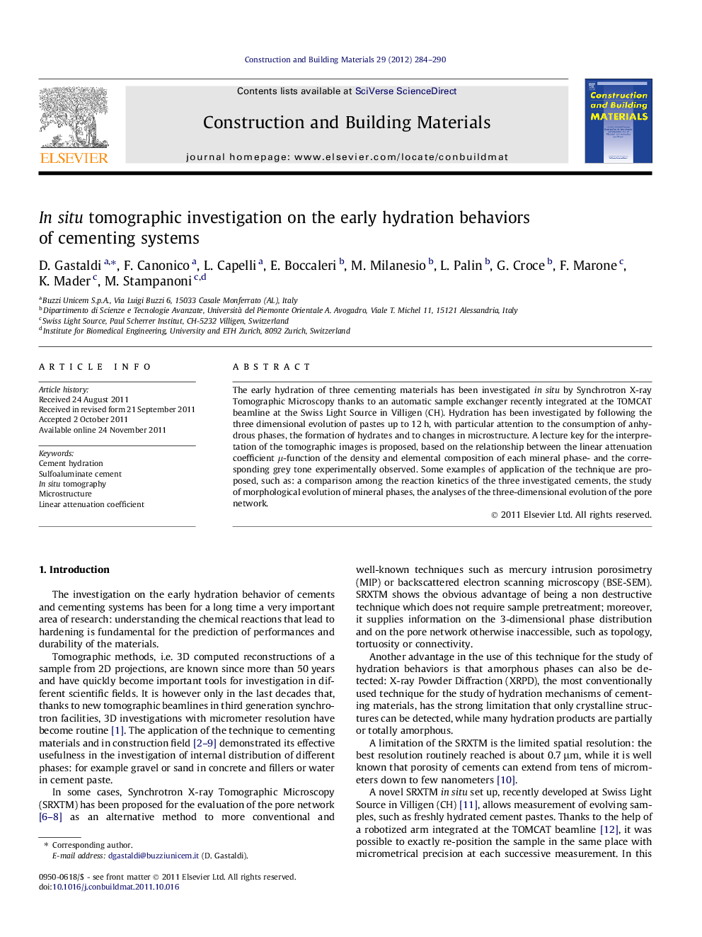 In situ tomographic investigation on the early hydration behaviors of cementing systems