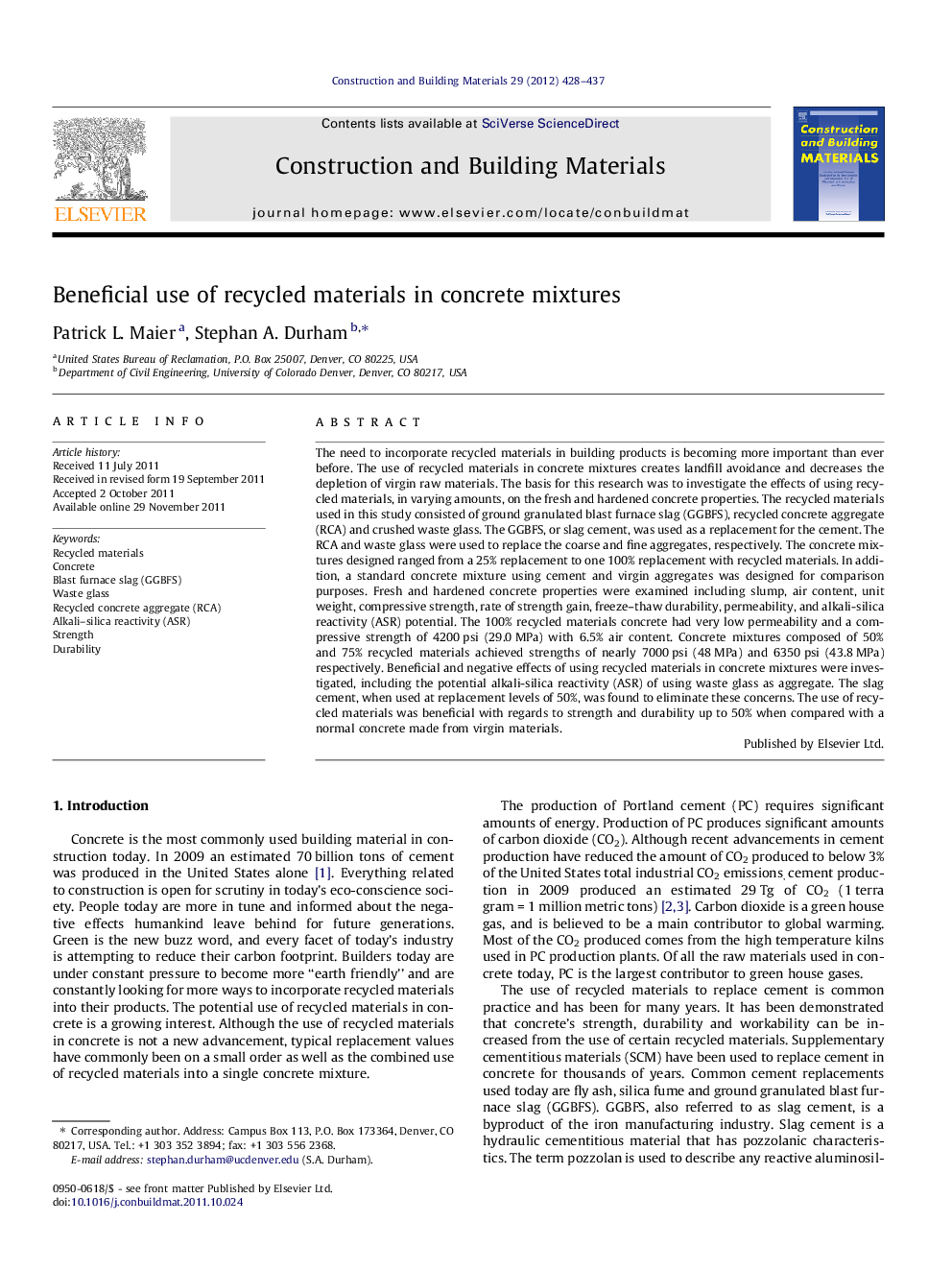 Beneficial use of recycled materials in concrete mixtures