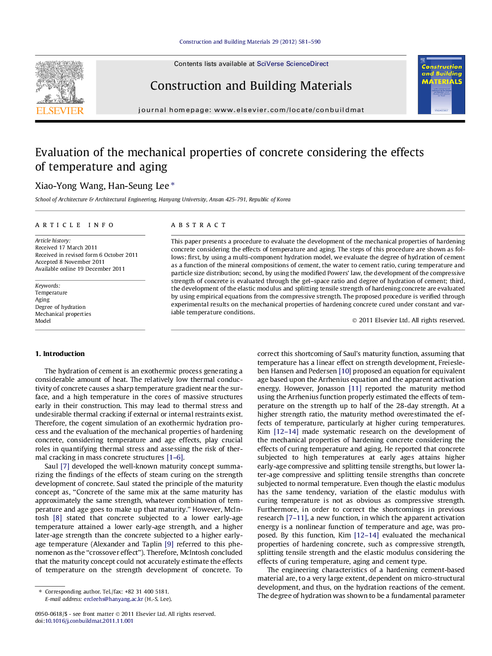 Evaluation of the mechanical properties of concrete considering the effects of temperature and aging