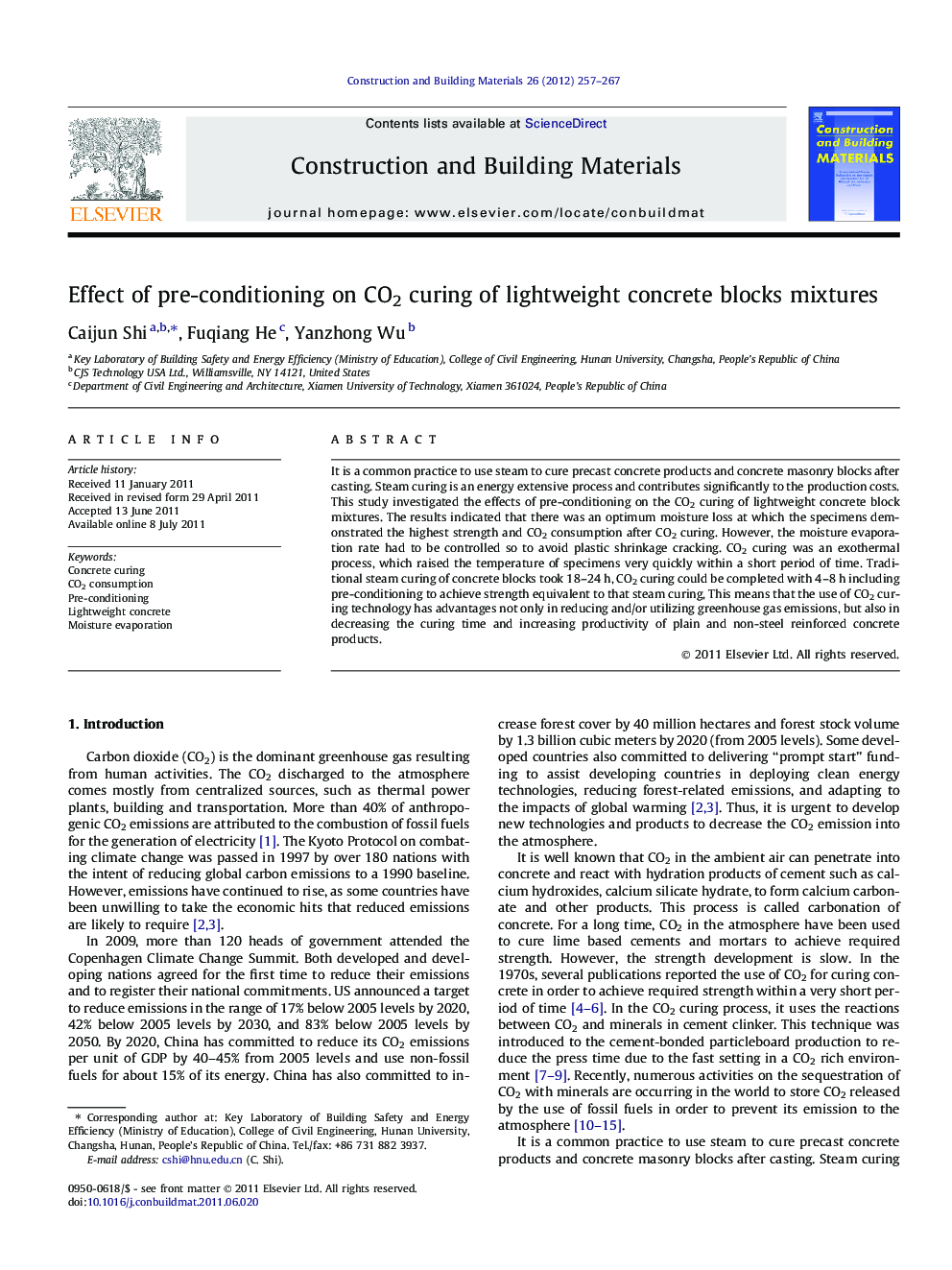 Effect of pre-conditioning on CO2 curing of lightweight concrete blocks mixtures
