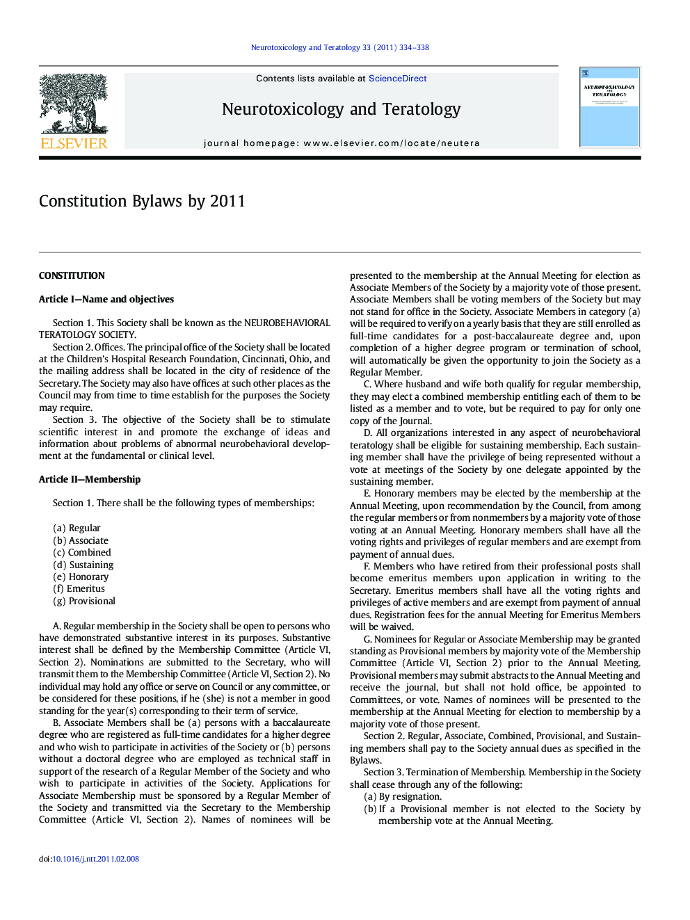Constitution Bylaws by 2011
