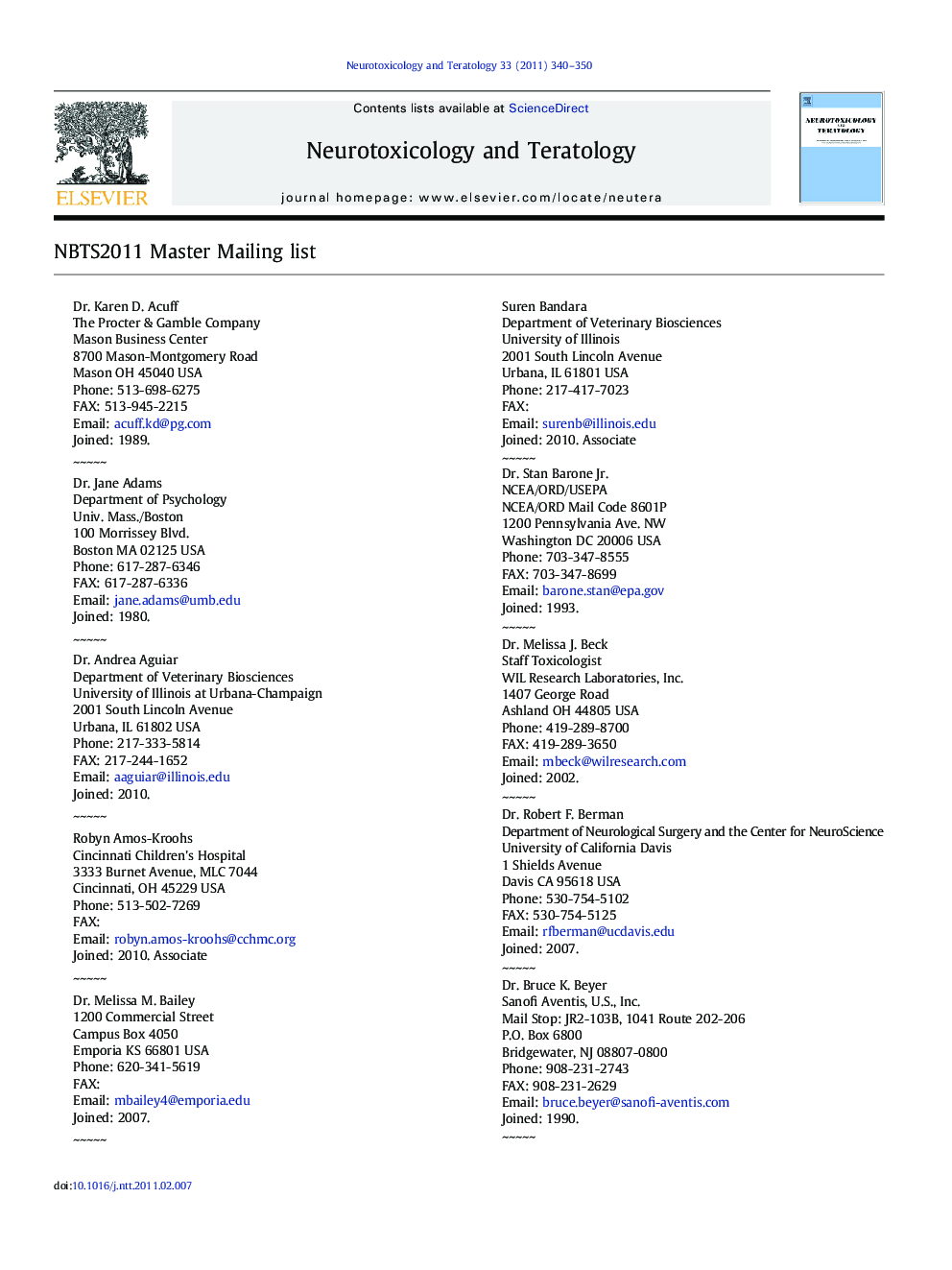 عکس صفحه اول مقاله: NBTS2011 Master Mailing list NBTS2011 Master Mailing list