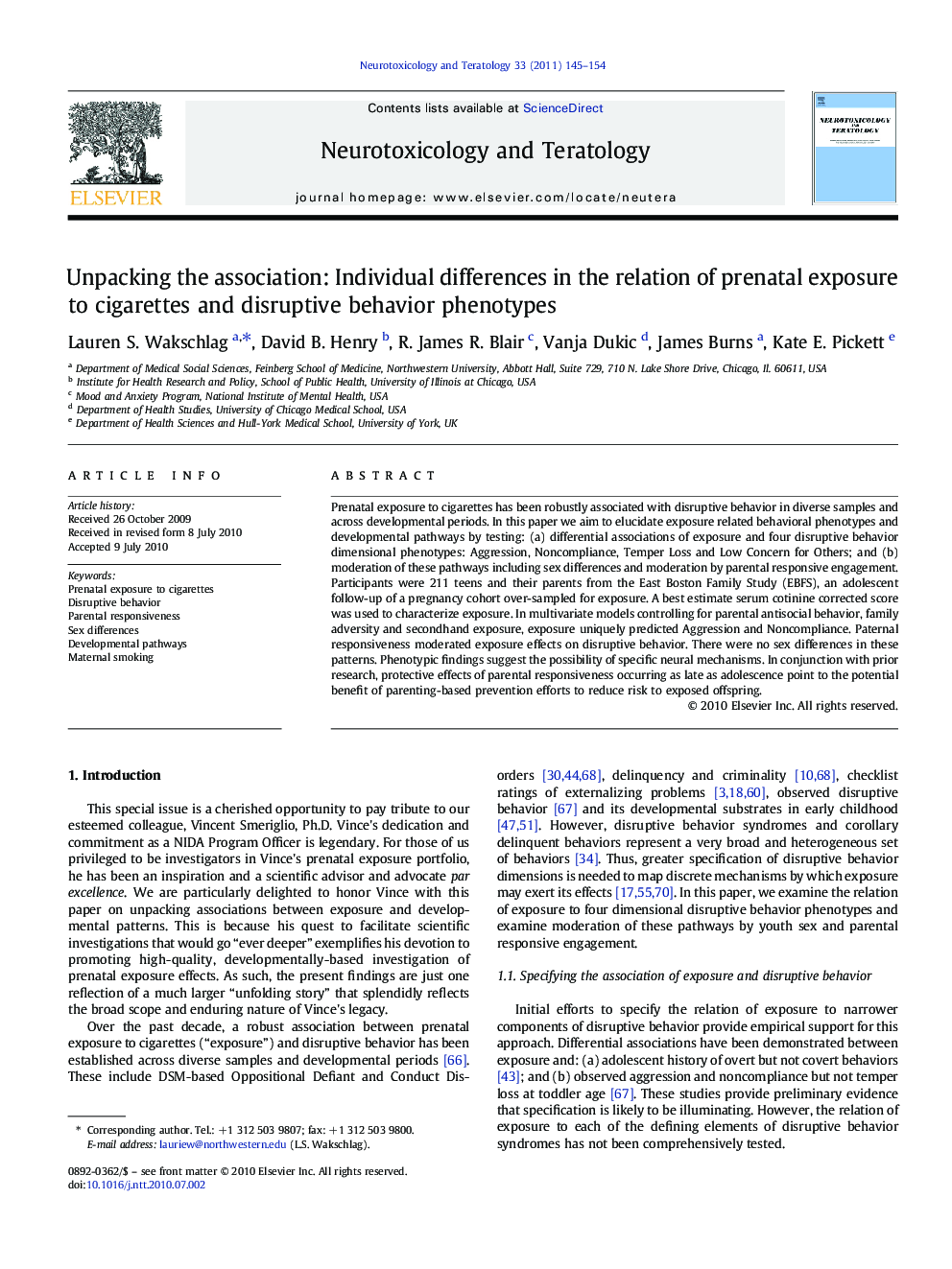 Unpacking the association: Individual differences in the relation of prenatal exposure to cigarettes and disruptive behavior phenotypes