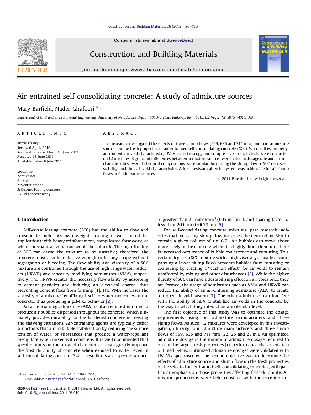 Air-entrained self-consolidating concrete: A study of admixture sources