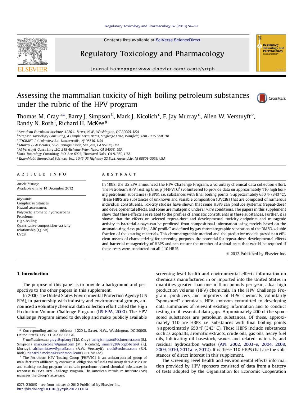 Assessing the mammalian toxicity of high-boiling petroleum substances under the rubric of the HPV program