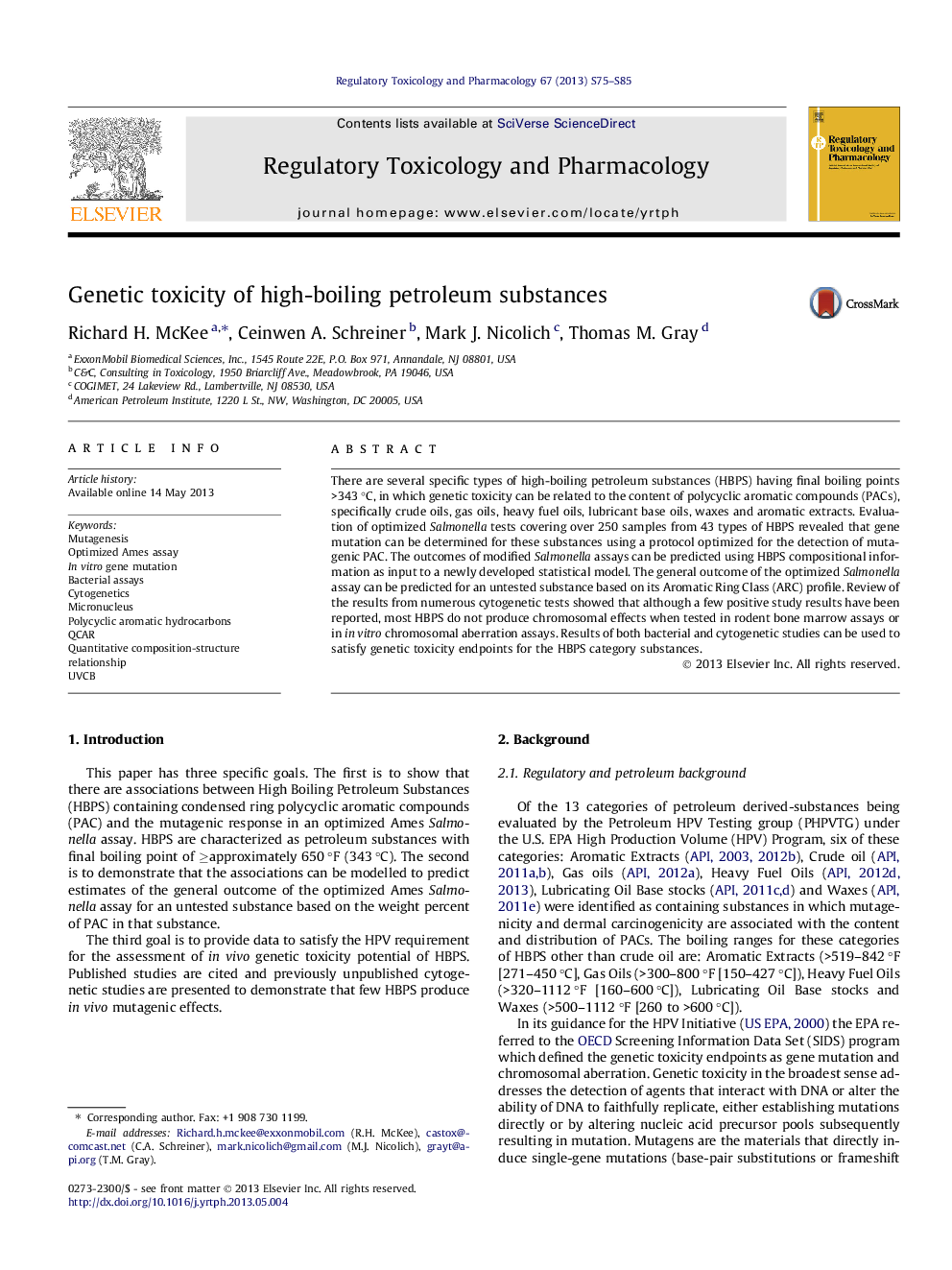 Genetic toxicity of high-boiling petroleum substances