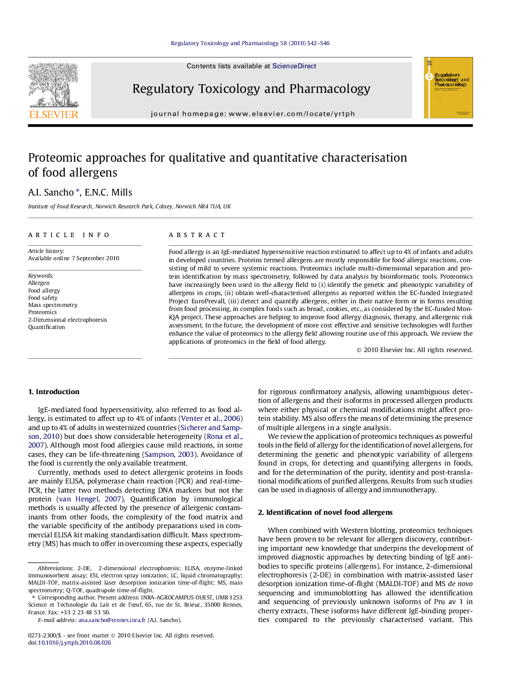 Proteomic approaches for qualitative and quantitative characterisation of food allergens