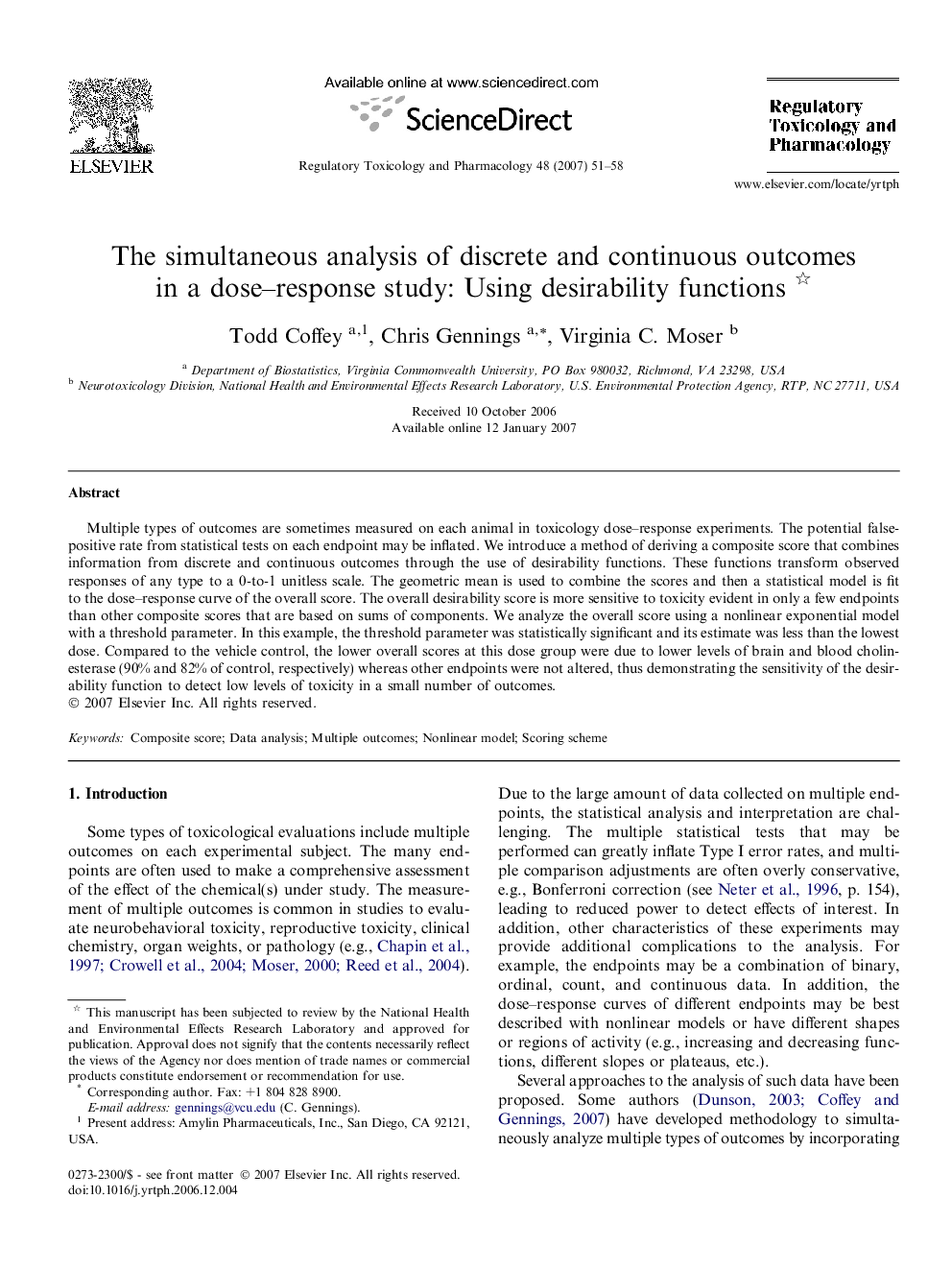 The simultaneous analysis of discrete and continuous outcomes in a dose–response study: Using desirability functions 