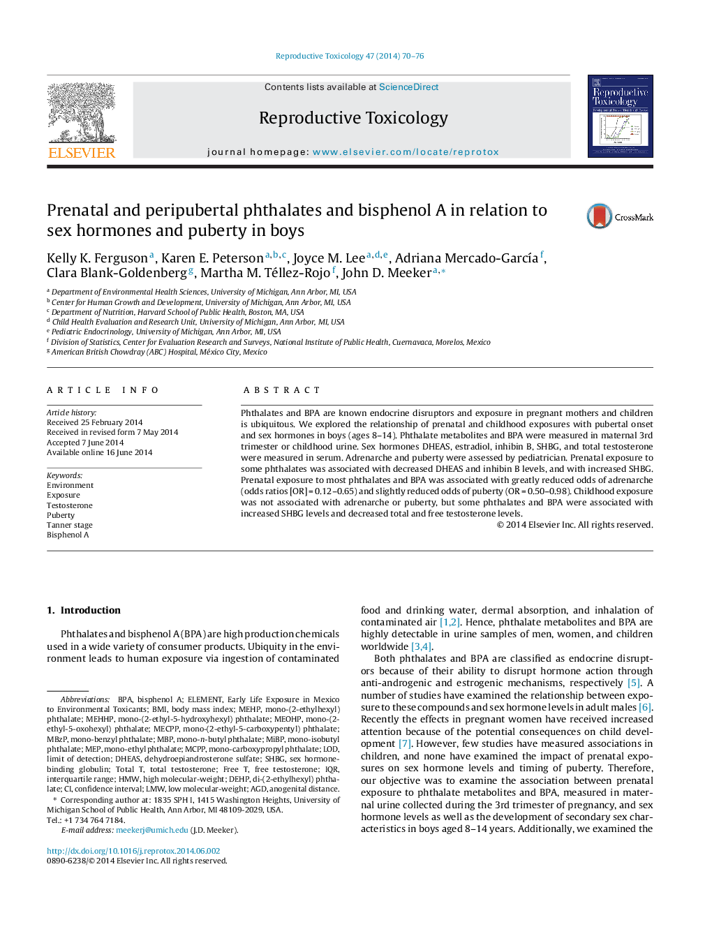 Prenatal and peripubertal phthalates and bisphenol A in relation to sex hormones and puberty in boys