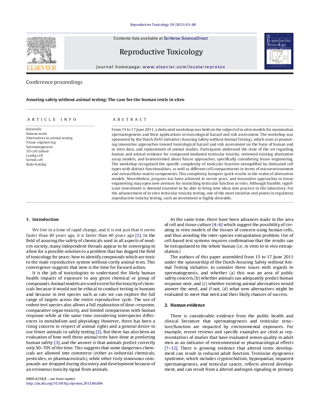 Assuring safety without animal testing: The case for the human testis in vitro