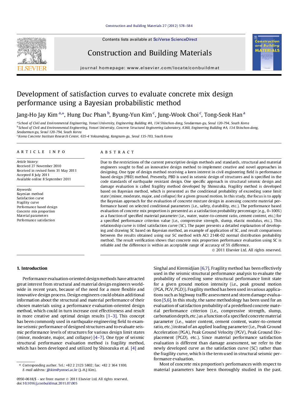 Development of satisfaction curves to evaluate concrete mix design performance using a Bayesian probabilistic method