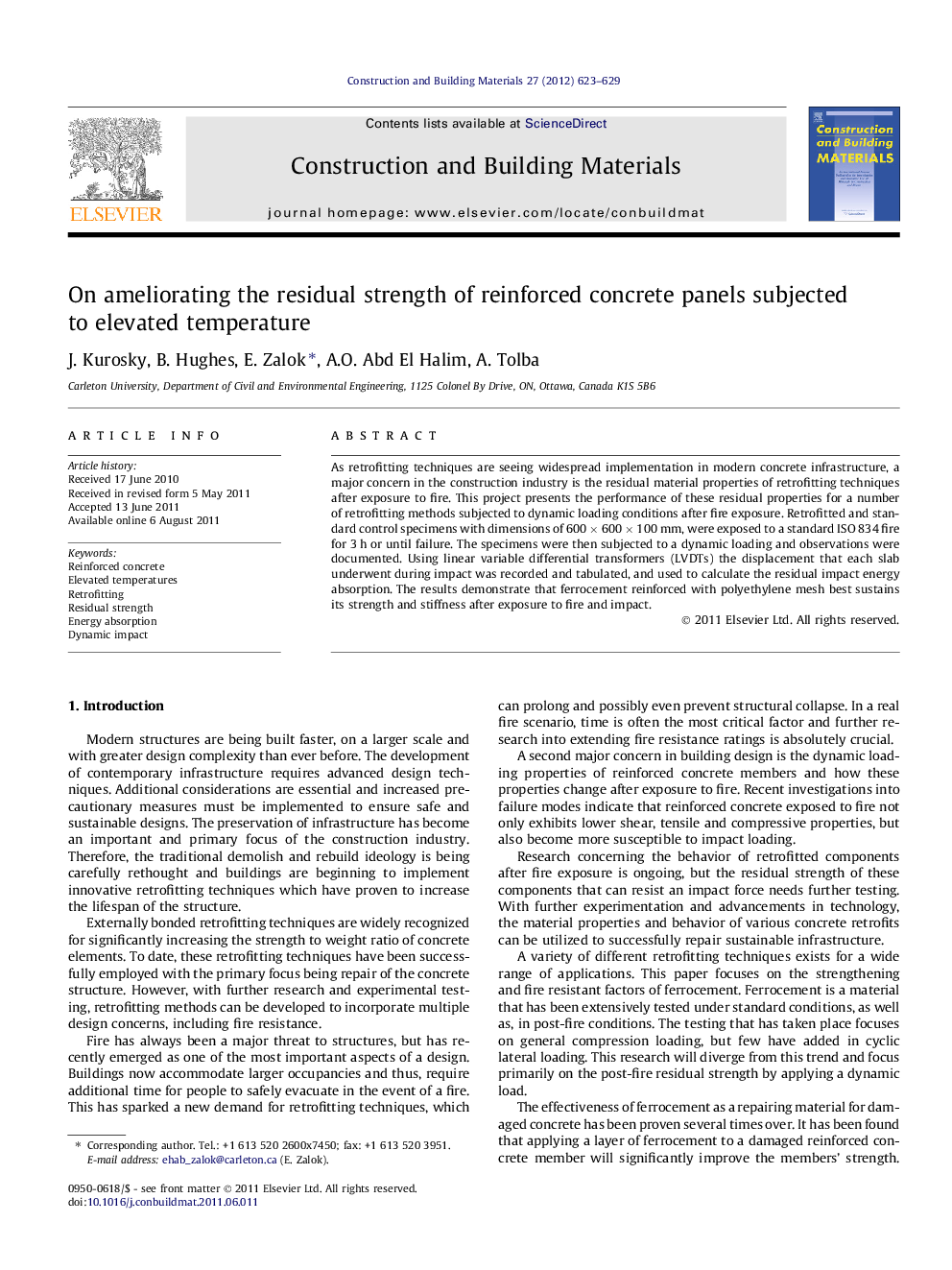 On ameliorating the residual strength of reinforced concrete panels subjected to elevated temperature