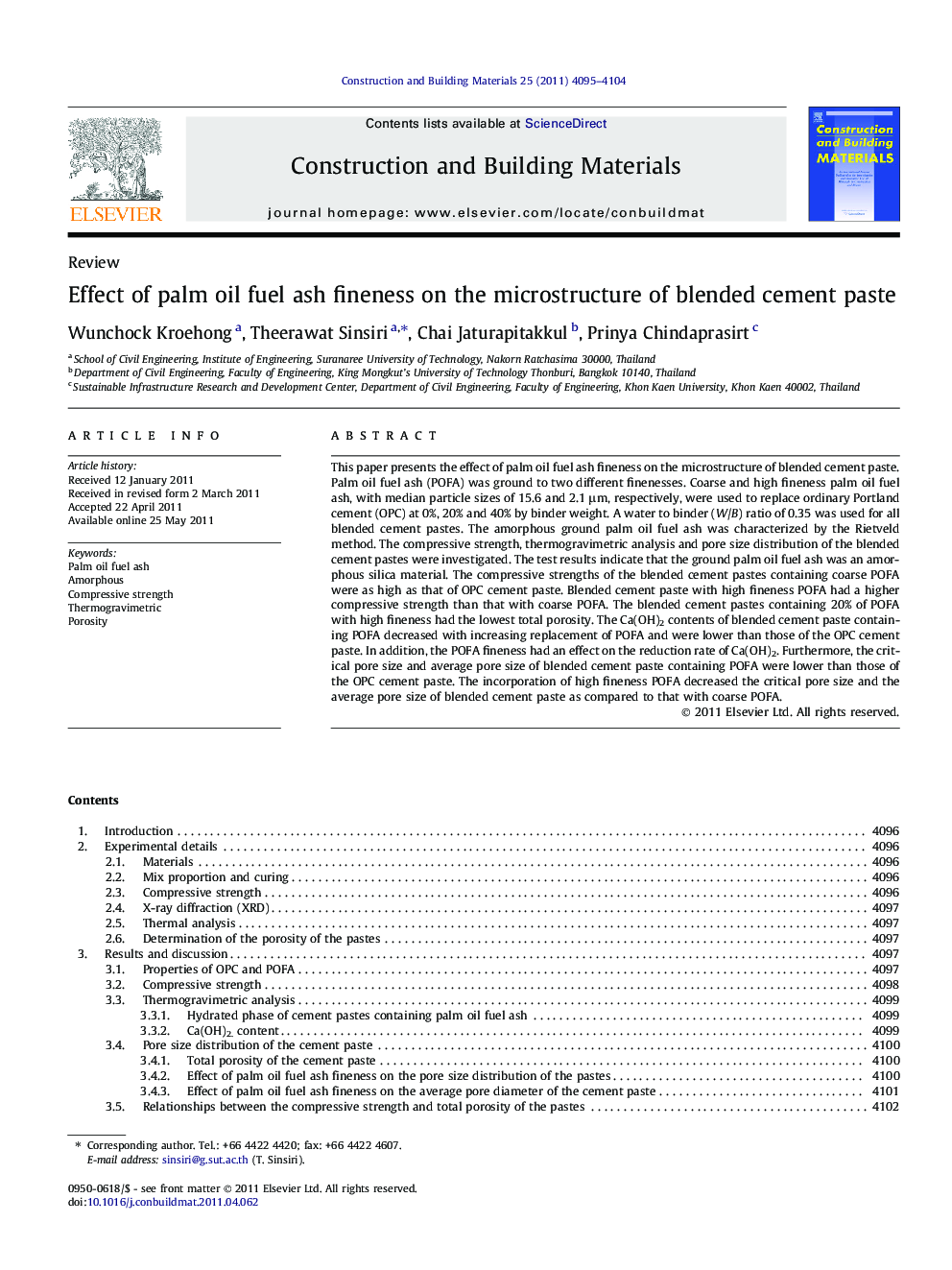 Effect of palm oil fuel ash fineness on the microstructure of blended cement paste