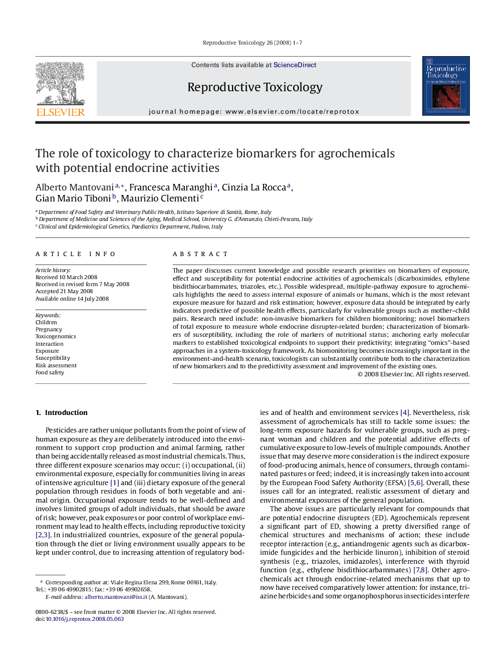 The role of toxicology to characterize biomarkers for agrochemicals with potential endocrine activities