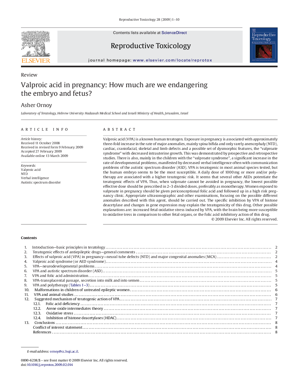 Valproic acid in pregnancy: How much are we endangering the embryo and fetus?