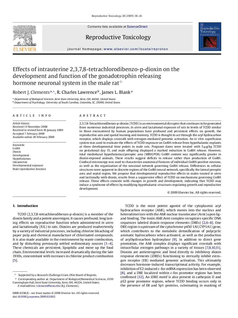 Effects of intrauterine 2,3,7,8-tetrachlorodibenzo-p-dioxin on the development and function of the gonadotrophin releasing hormone neuronal system in the male rat 