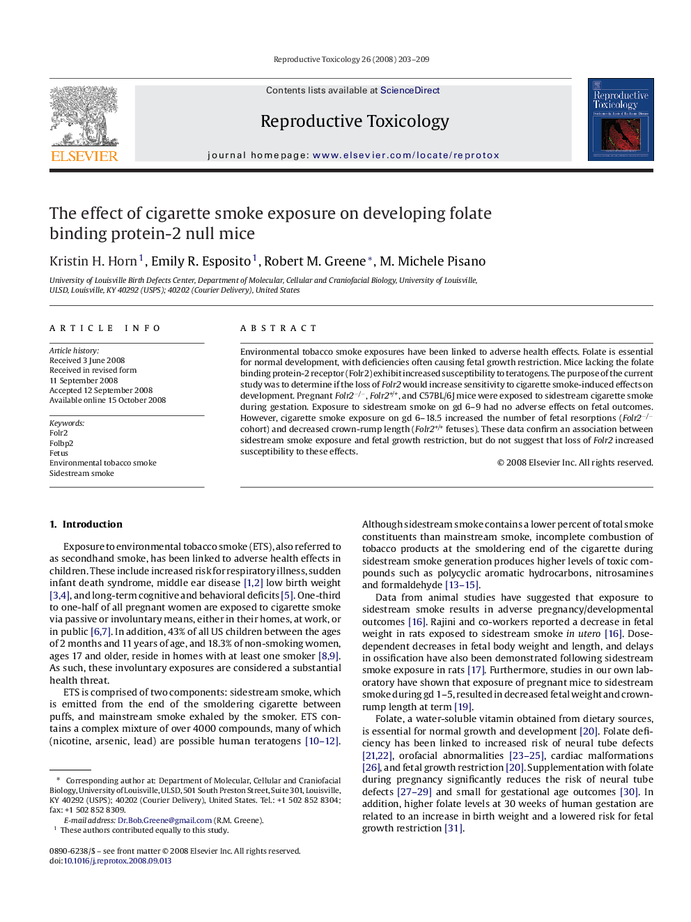 The effect of cigarette smoke exposure on developing folate binding protein-2 null mice