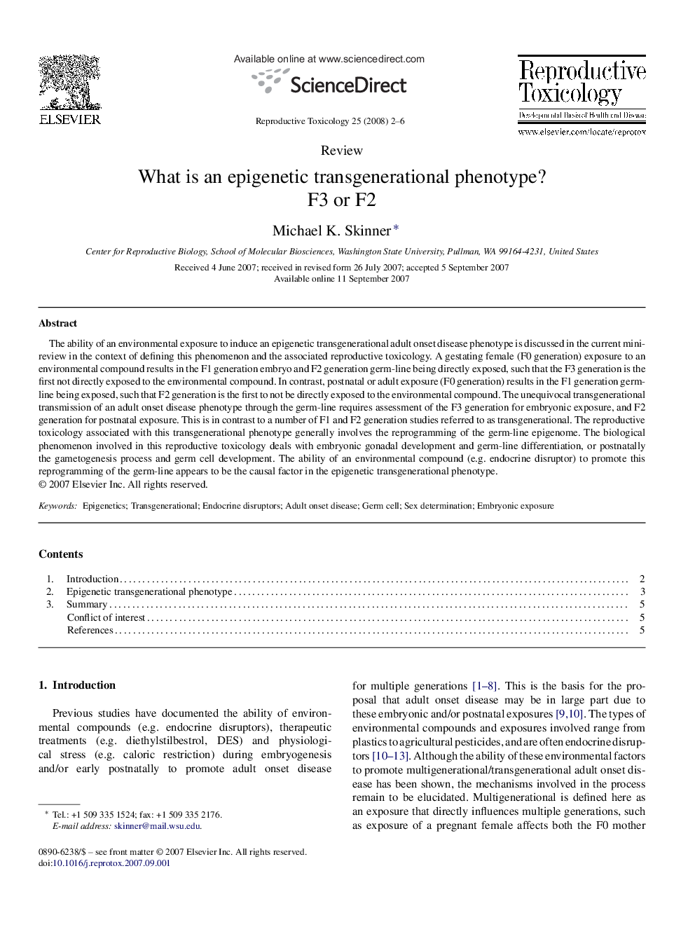 What is an epigenetic transgenerational phenotype?: F3 or F2