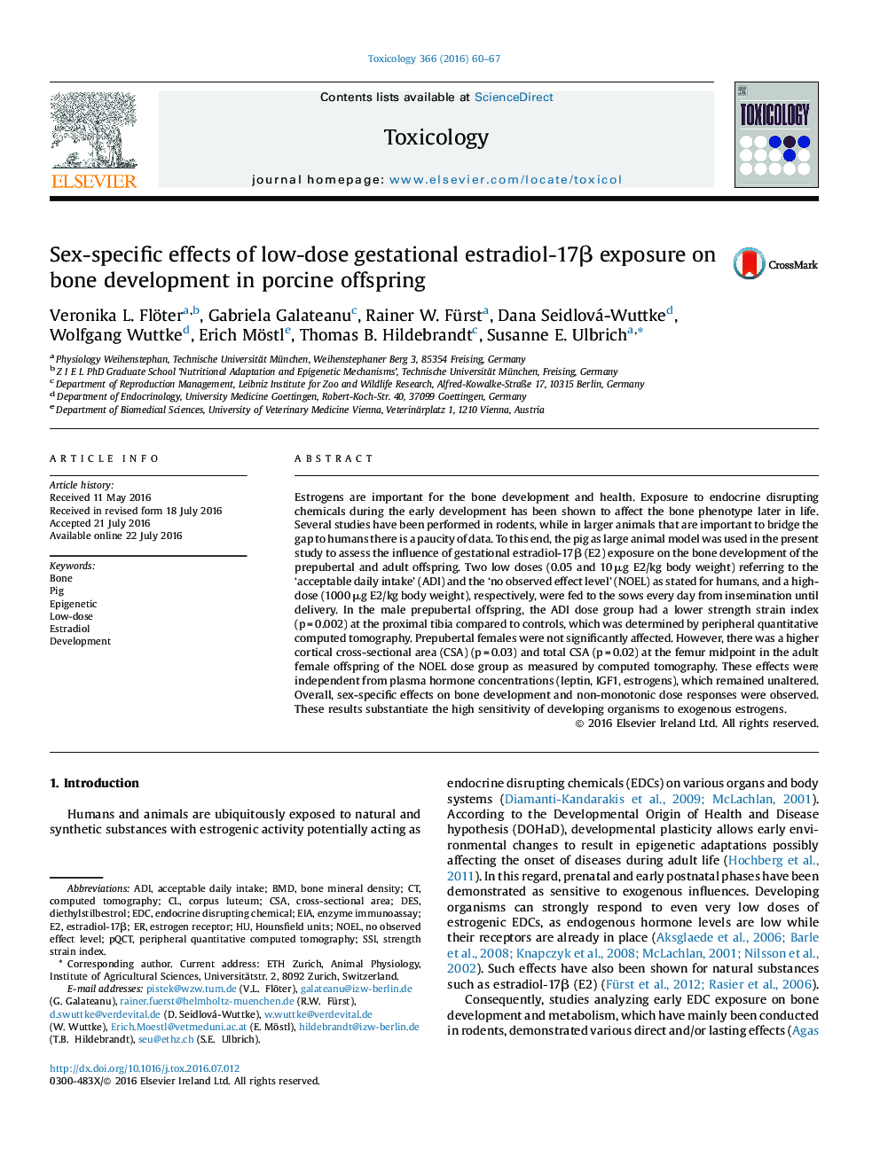 Sex-specific effects of low-dose gestational estradiol-17β exposure on bone development in porcine offspring