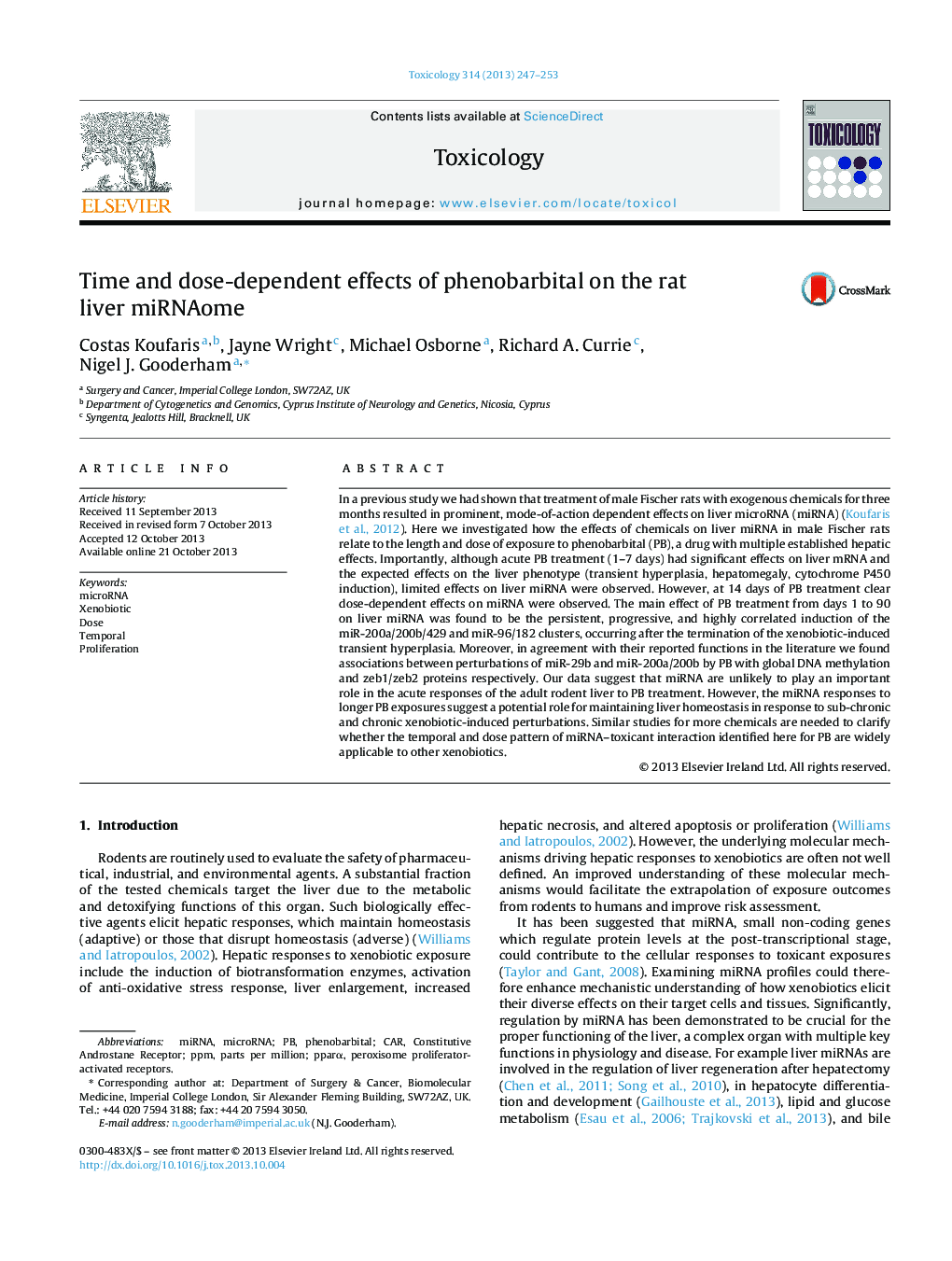 Time and dose-dependent effects of phenobarbital on the rat liver miRNAome