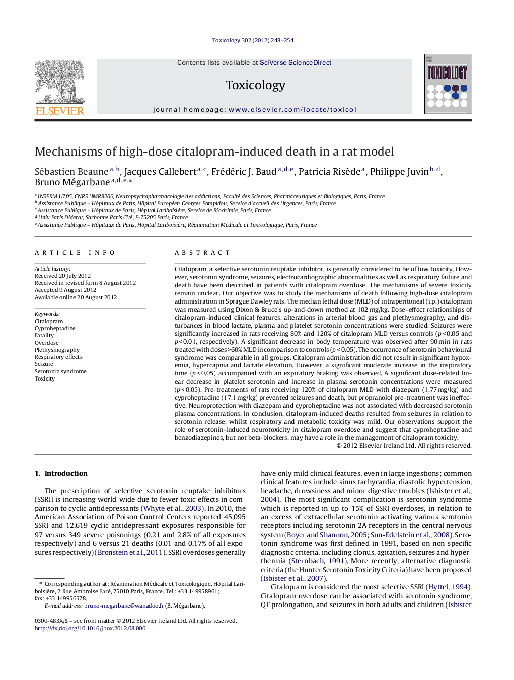 Mechanisms of high-dose citalopram-induced death in a rat model