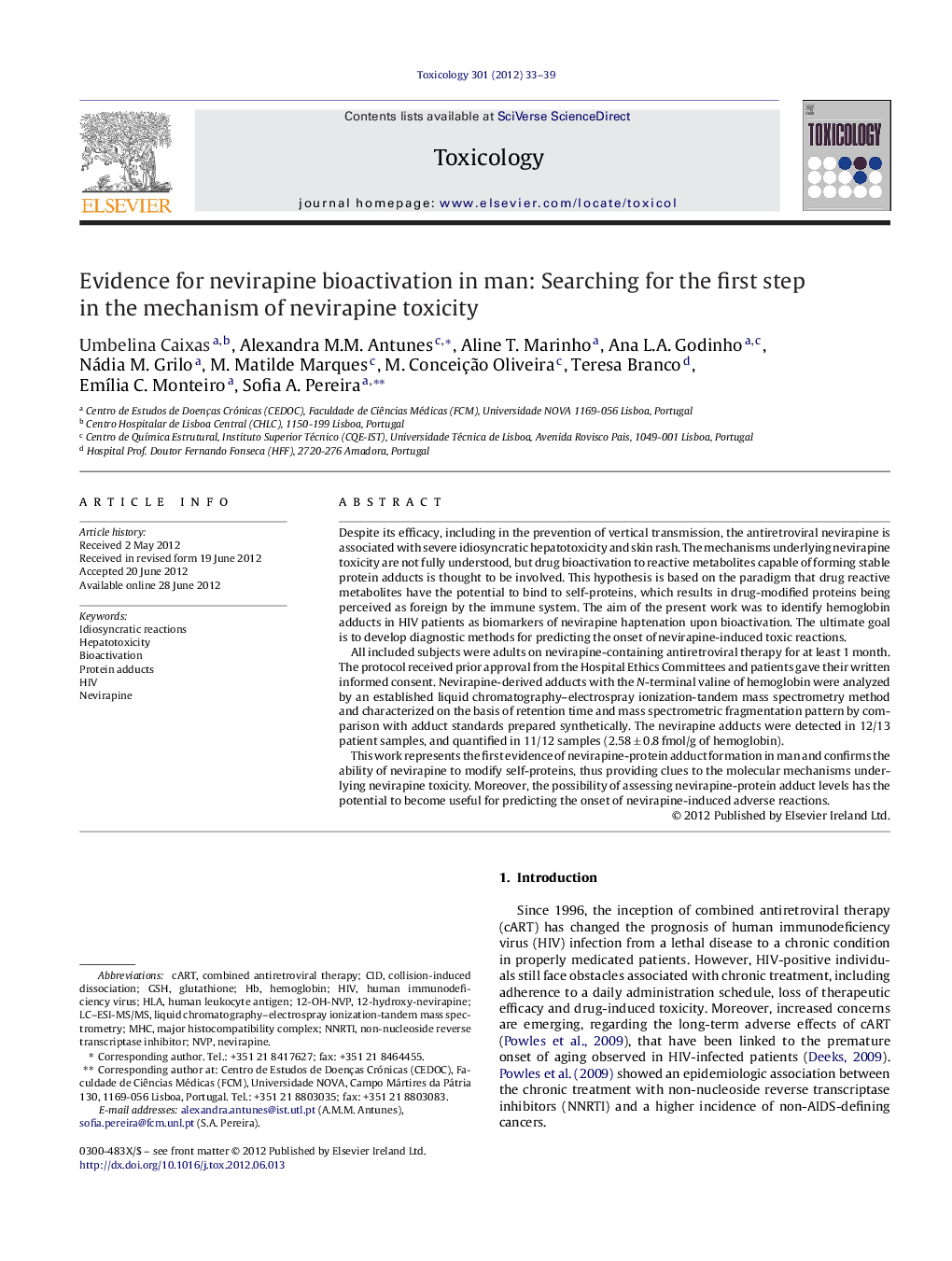 Evidence for nevirapine bioactivation in man: Searching for the first step in the mechanism of nevirapine toxicity