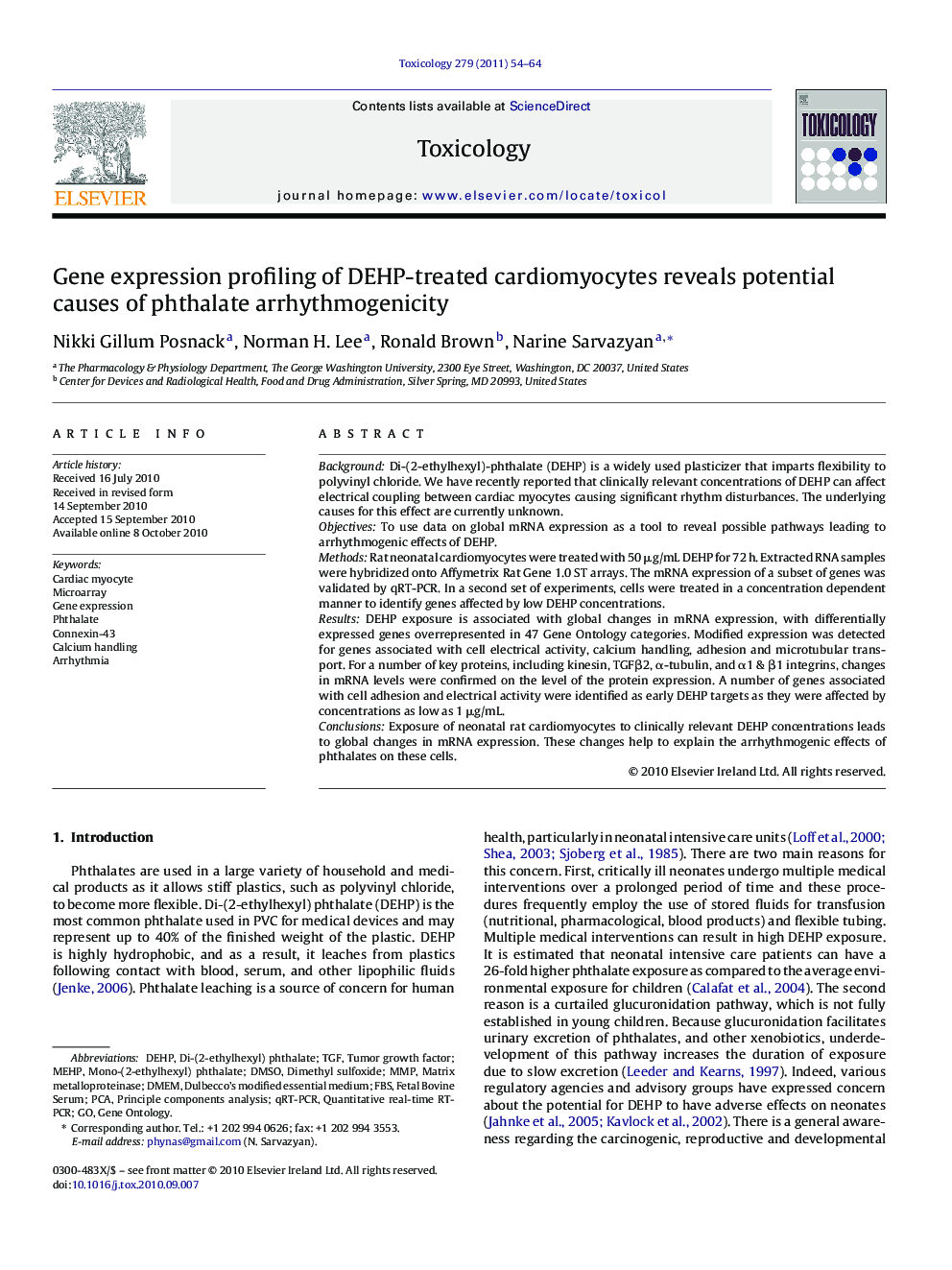 Gene expression profiling of DEHP-treated cardiomyocytes reveals potential causes of phthalate arrhythmogenicity