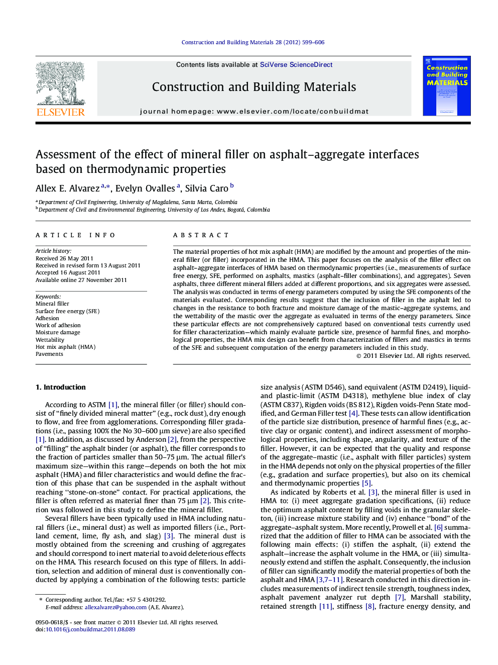 Assessment of the effect of mineral filler on asphalt–aggregate interfaces based on thermodynamic properties