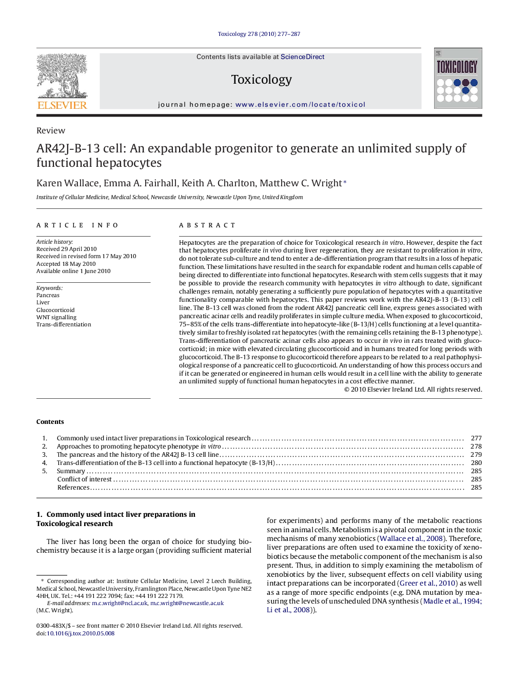 AR42J-B-13 cell: An expandable progenitor to generate an unlimited supply of functional hepatocytes