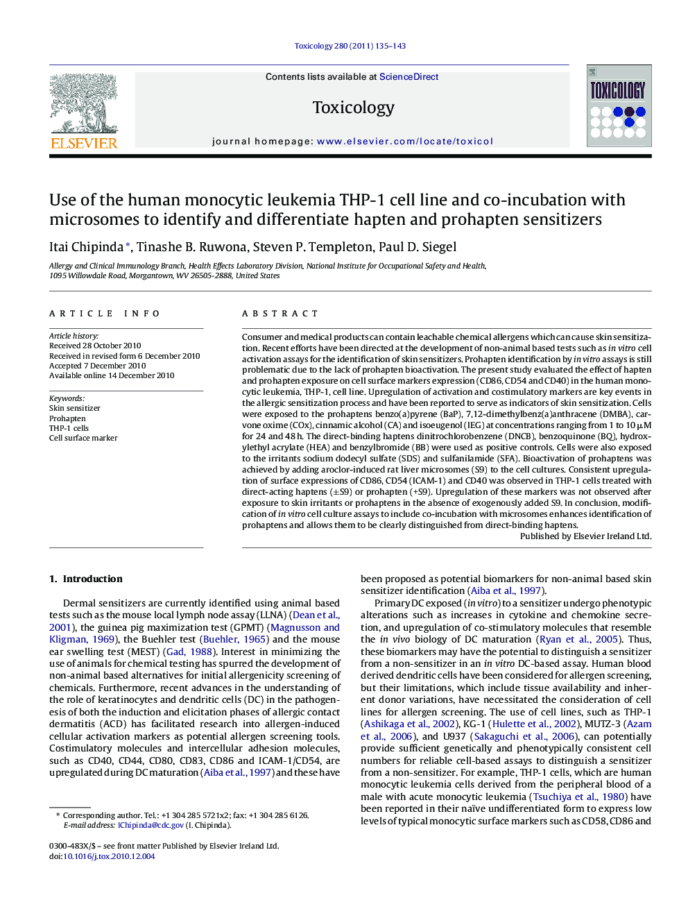 Use of the human monocytic leukemia THP-1 cell line and co-incubation with microsomes to identify and differentiate hapten and prohapten sensitizers