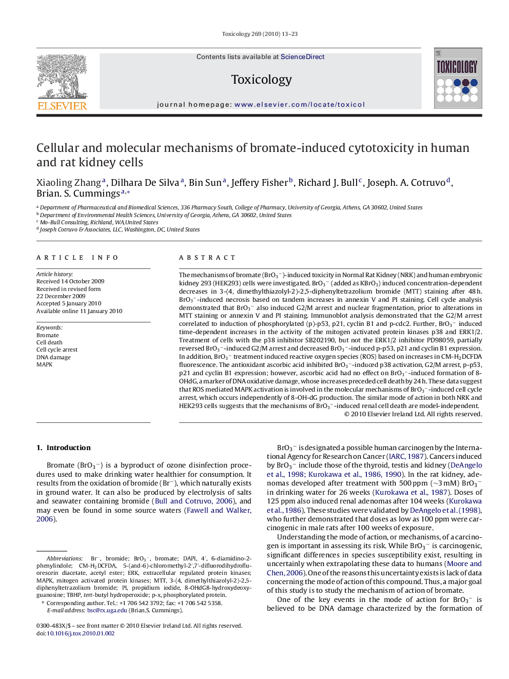 Cellular and molecular mechanisms of bromate-induced cytotoxicity in human and rat kidney cells