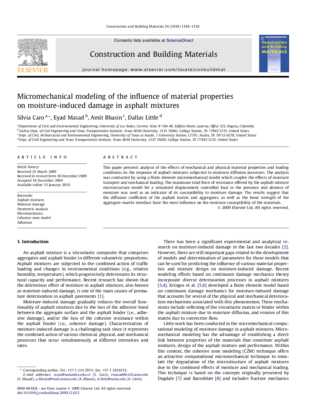 Micromechanical modeling of the influence of material properties on moisture-induced damage in asphalt mixtures