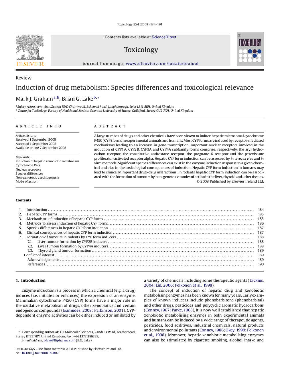 Induction of drug metabolism: Species differences and toxicological relevance