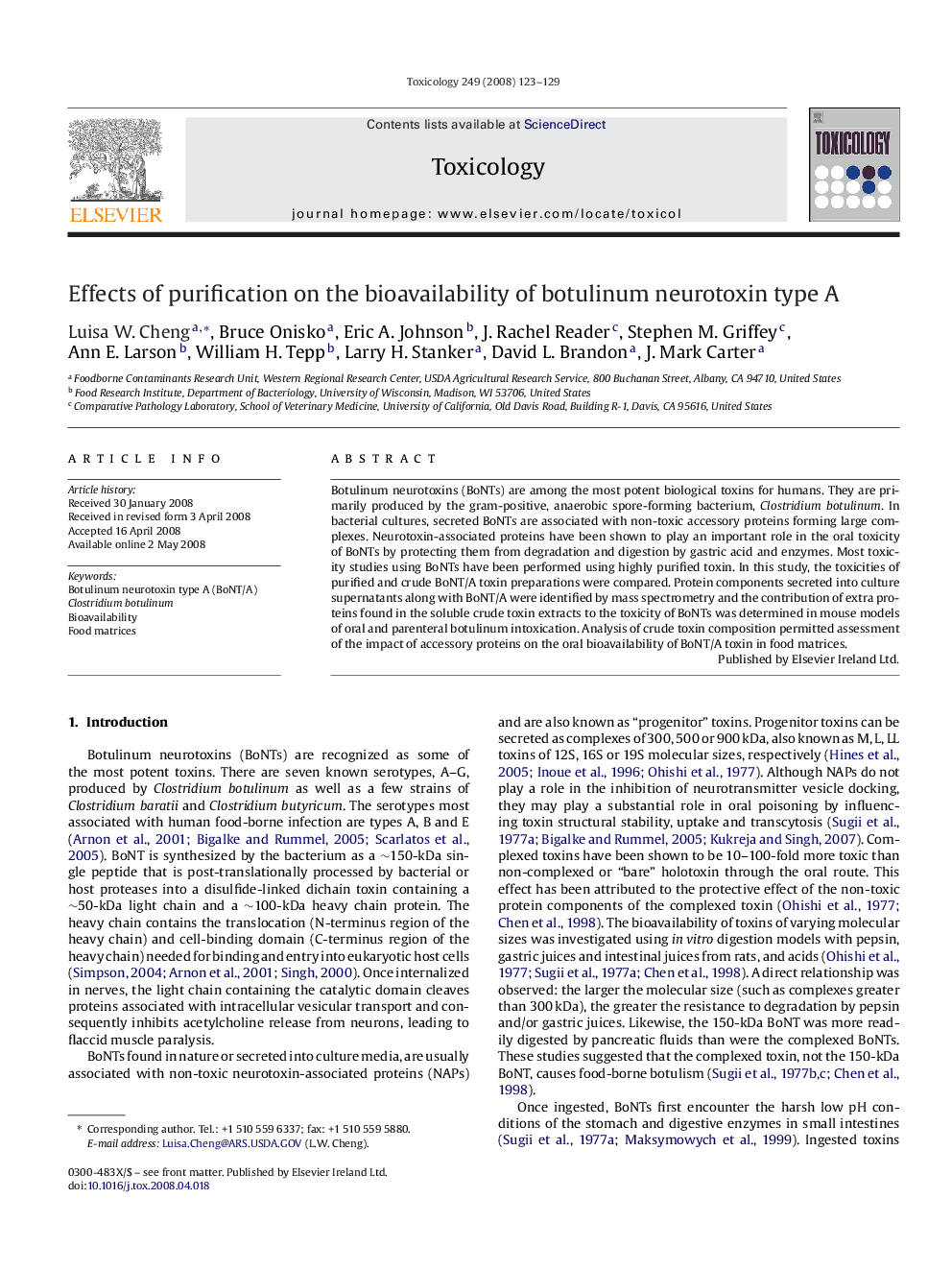 Effects of purification on the bioavailability of botulinum neurotoxin type A