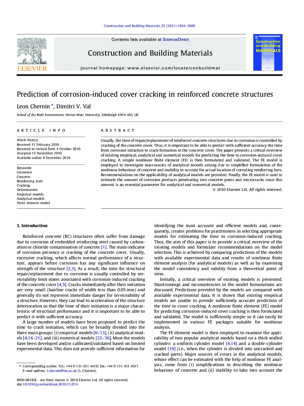 Prediction of corrosion-induced cover cracking in reinforced concrete structures