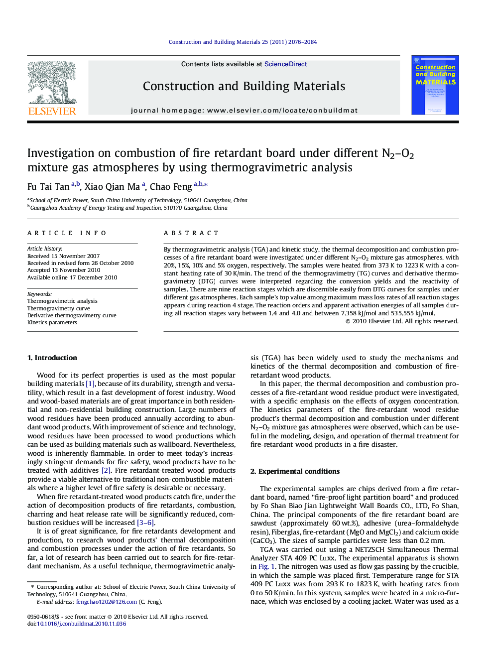 Investigation on combustion of fire retardant board under different N2–O2 mixture gas atmospheres by using thermogravimetric analysis