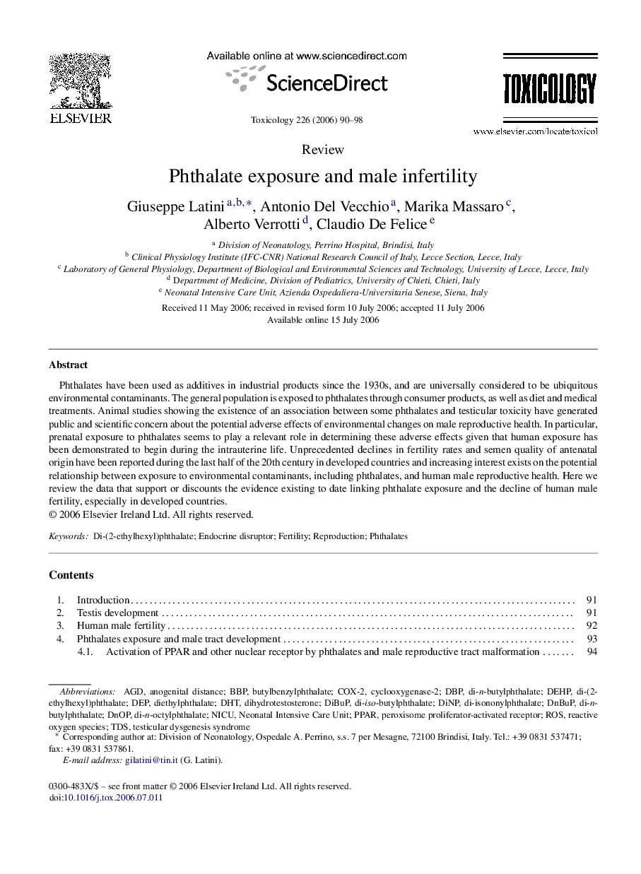 Phthalate exposure and male infertility