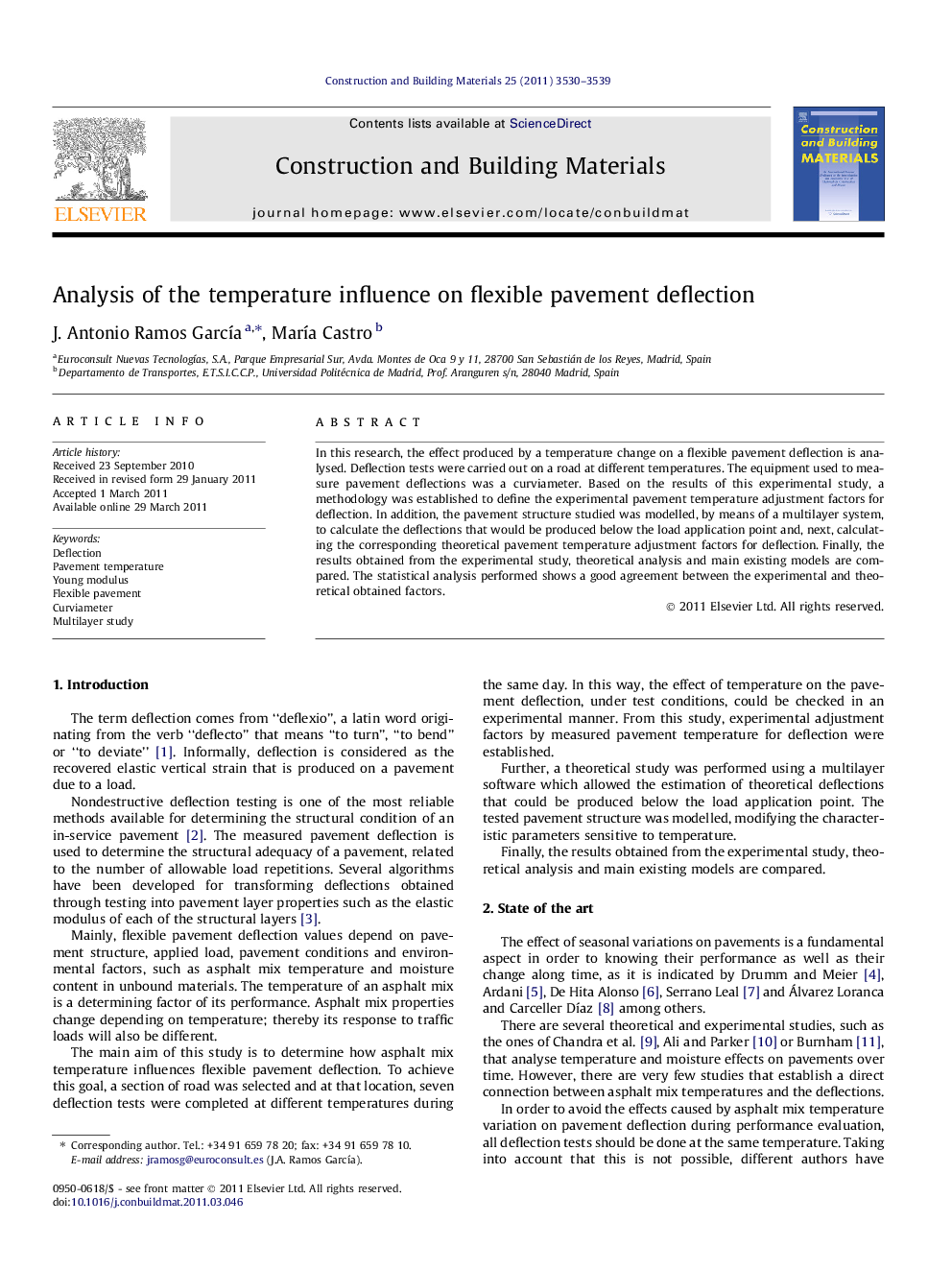 Analysis of the temperature influence on flexible pavement deflection