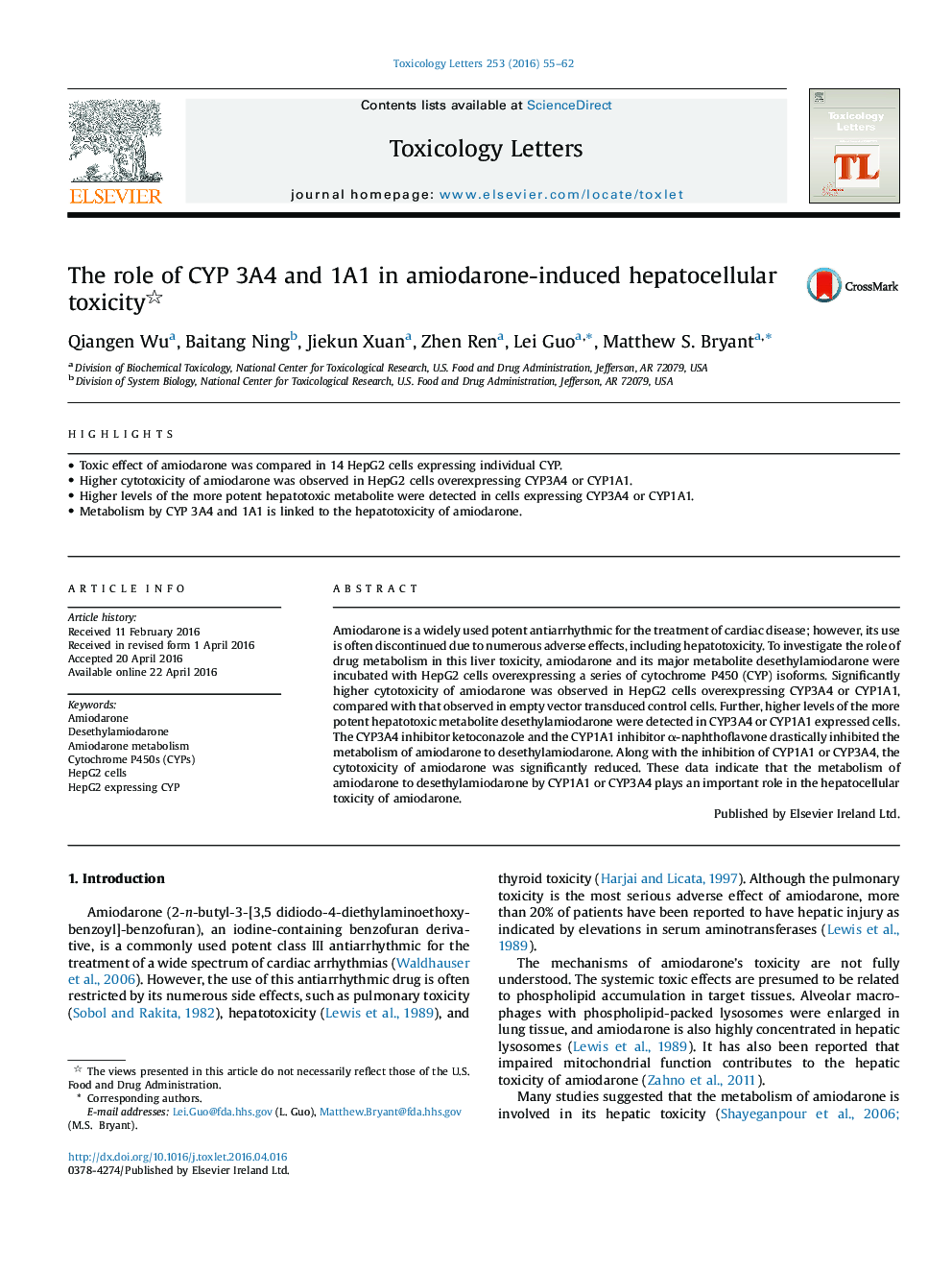 The role of CYP 3A4 and 1A1 in amiodarone-induced hepatocellular toxicity