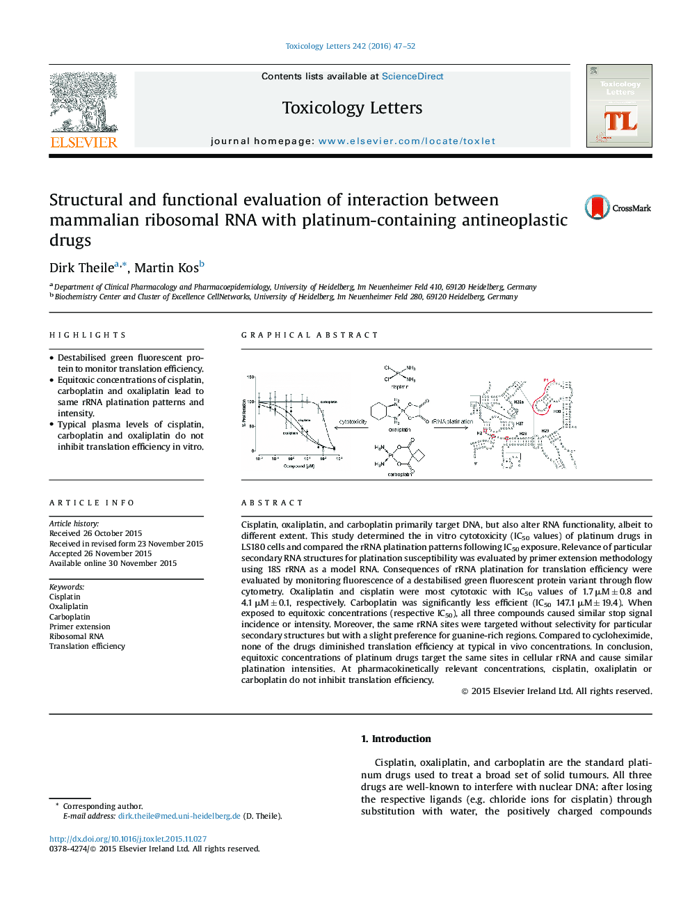 Structural and functional evaluation of interaction between mammalian ribosomal RNA with platinum-containing antineoplastic drugs