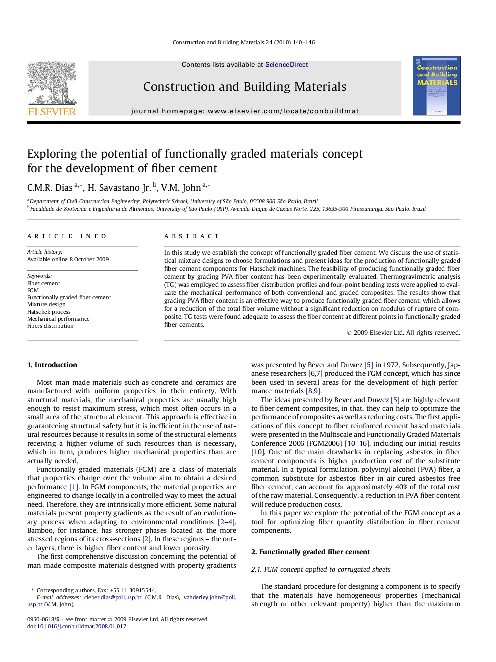 Exploring the potential of functionally graded materials concept for the development of fiber cement