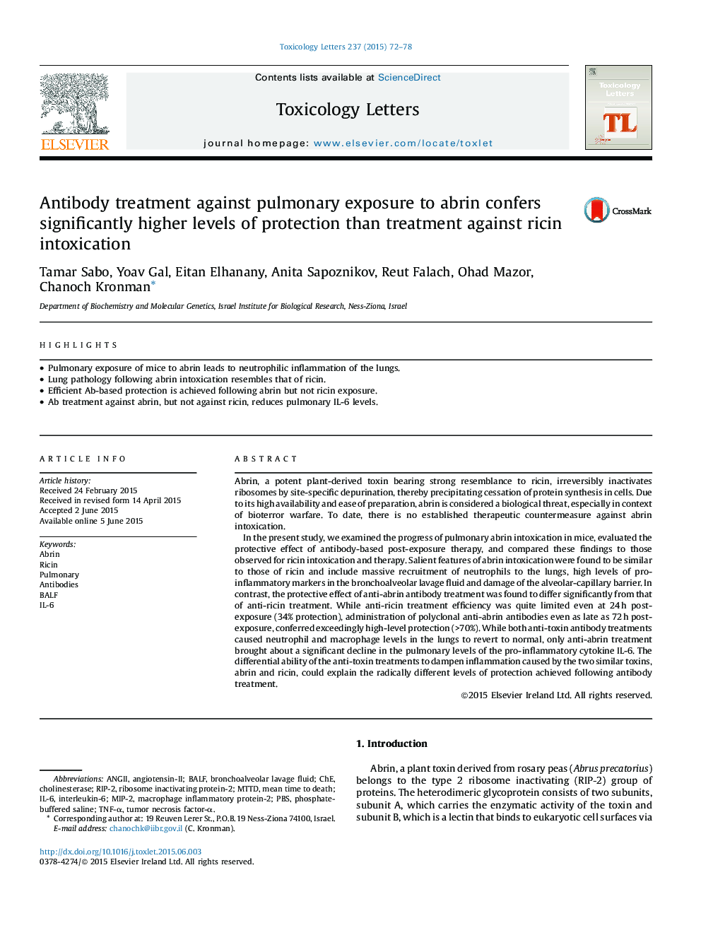 Antibody treatment against pulmonary exposure to abrin confers significantly higher levels of protection than treatment against ricin intoxication