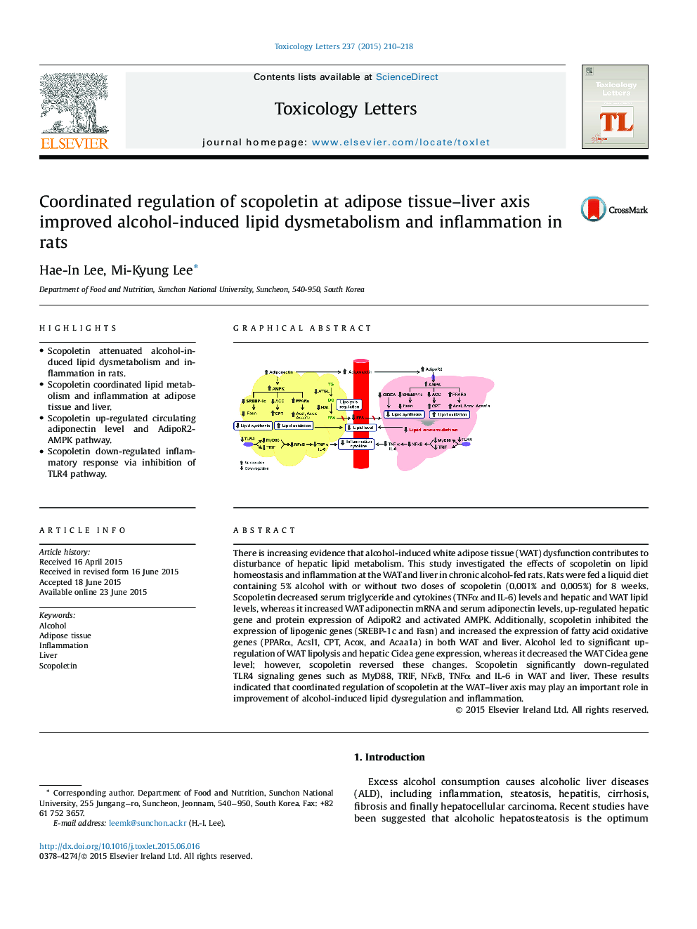 Coordinated regulation of scopoletin at adipose tissue–liver axis improved alcohol-induced lipid dysmetabolism and inflammation in rats