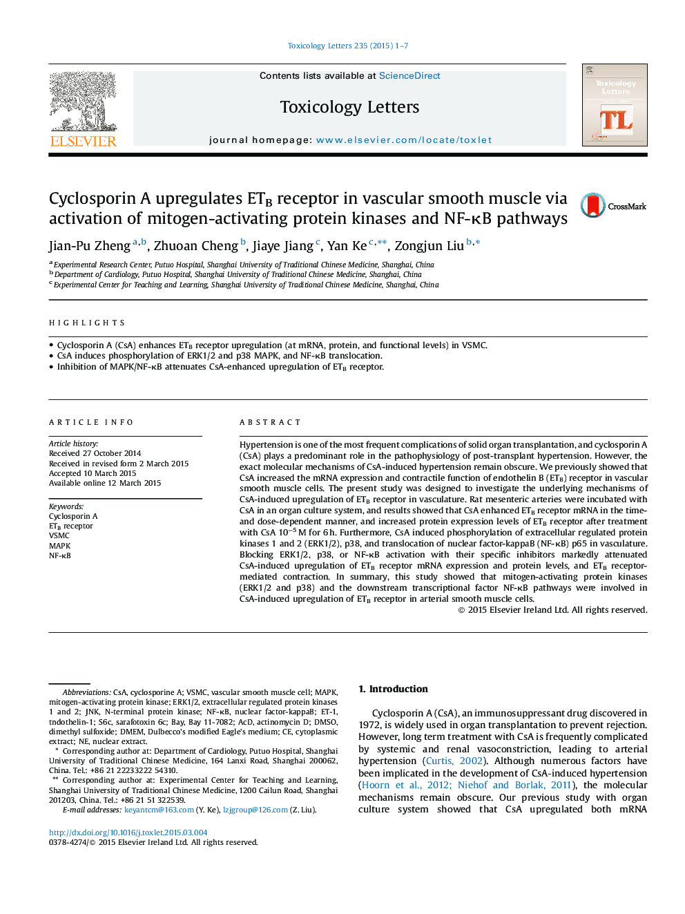 Cyclosporin A upregulates ETB receptor in vascular smooth muscle via activation of mitogen-activating protein kinases and NF-κB pathways