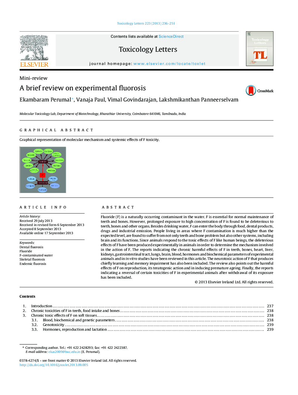 A brief review on experimental fluorosis