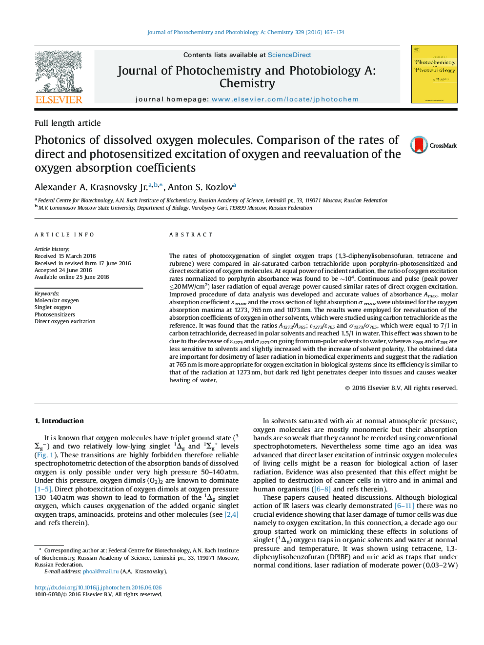 Photonics of dissolved oxygen molecules. Comparison of the rates of direct and photosensitized excitation of oxygen and reevaluation of the oxygen absorption coefficients