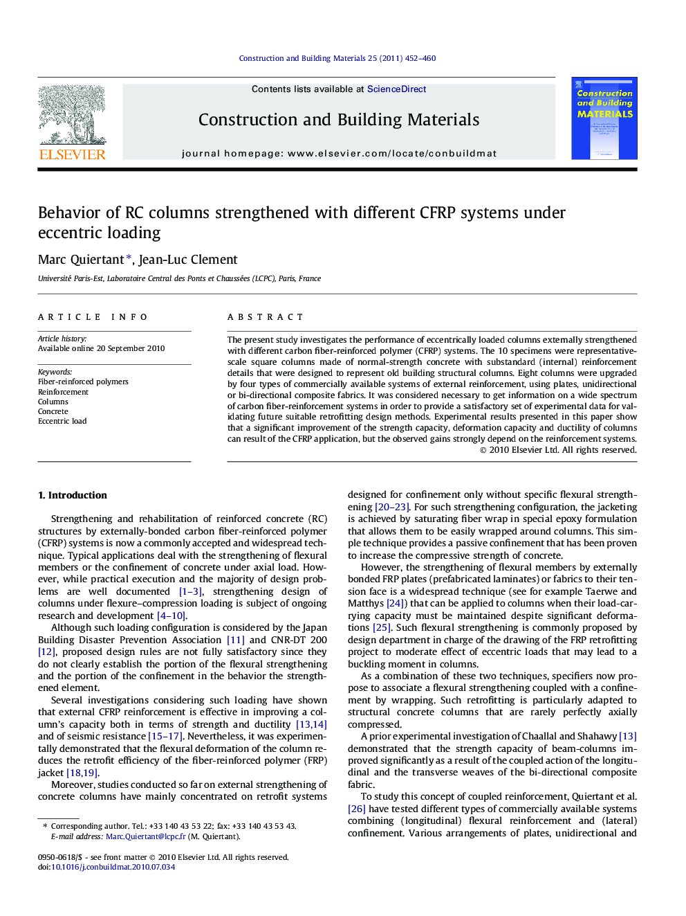 Behavior of RC columns strengthened with different CFRP systems under eccentric loading