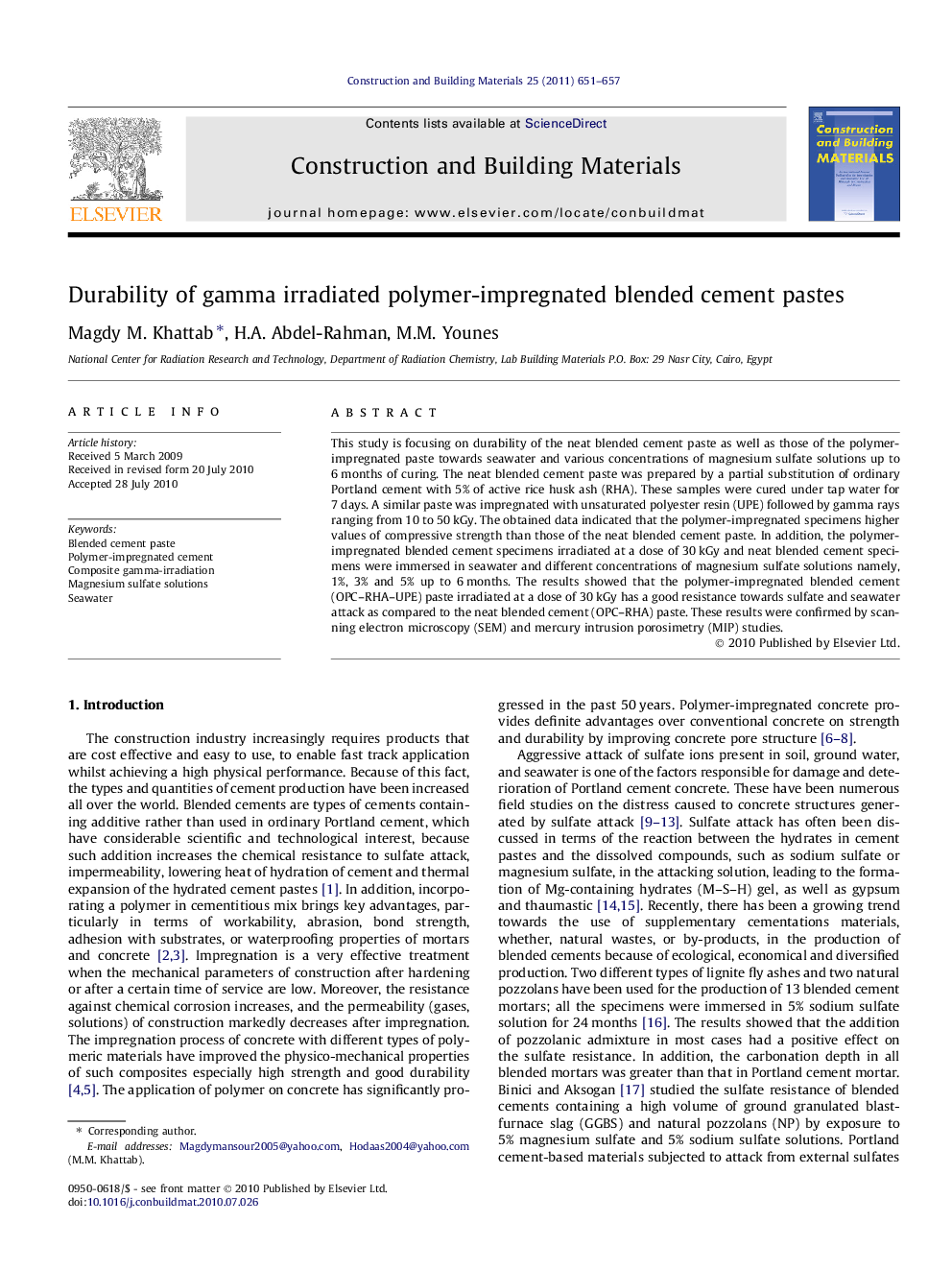 Durability of gamma irradiated polymer-impregnated blended cement pastes