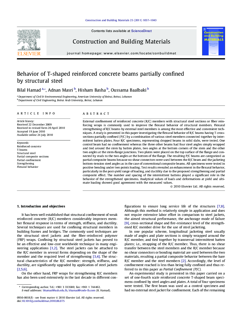 Behavior of T-shaped reinforced concrete beams partially confined by structural steel