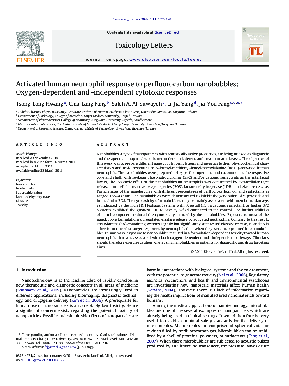 Activated human neutrophil response to perfluorocarbon nanobubbles: Oxygen-dependent and -independent cytotoxic responses